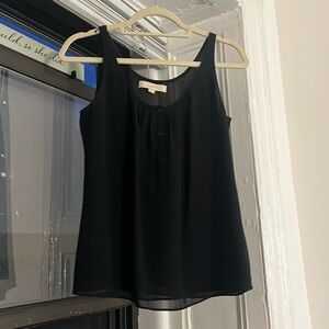 Ann Taylor Black Chiffon Tank Top Blouse
